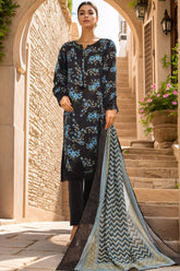 Sada Bahar Stitched 3 Piece Cutwork Emb Lawn Vol-04 Collection'2024-CW-2046-Black